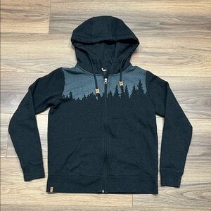 Tentree Juniper Full-Zip Hoodie in Black/Gray Size Medium